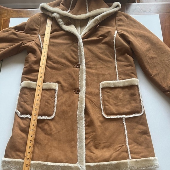 EUC TALLY HO OUTERWEAR Brown Faux Suede & Faux Soft Fur HOODED CAPE Size XL 🔥🔥🐎 - Picture 1 of 8